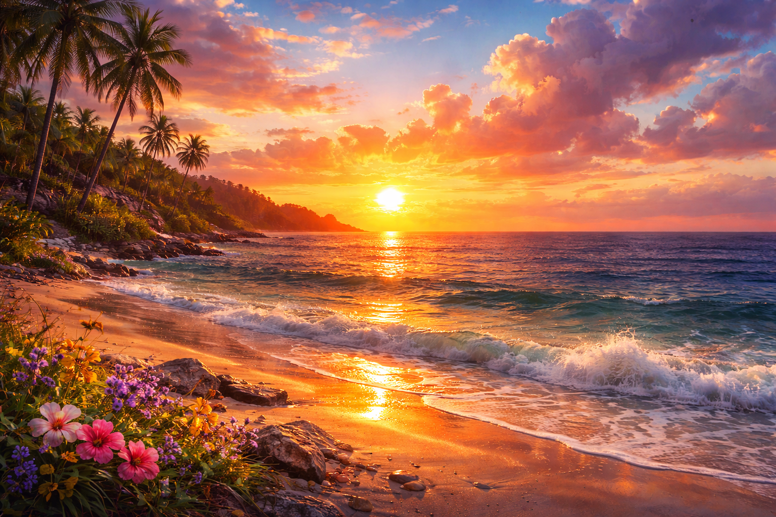 لوحة غروب الشمس